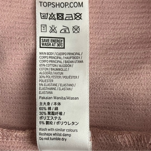 TOPSHOP t-bar strap ribbed bodysuit pink spaghetti straps gusset closure size 8 - Picture 7 of 10